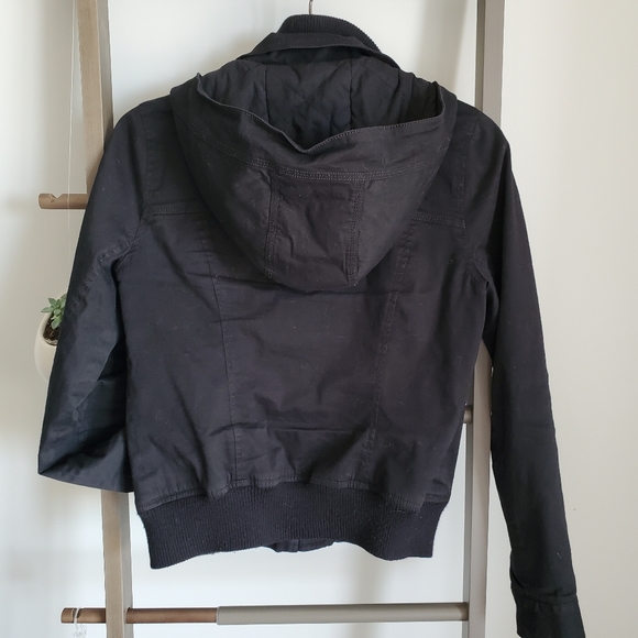 GUESS Spring Hood Zip Up Jacket in Black - Picture 4 of 5